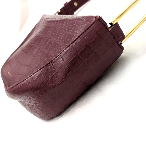 DeMellier Burgundy Croc Effect Bergen Bag - Picture 8 of 16